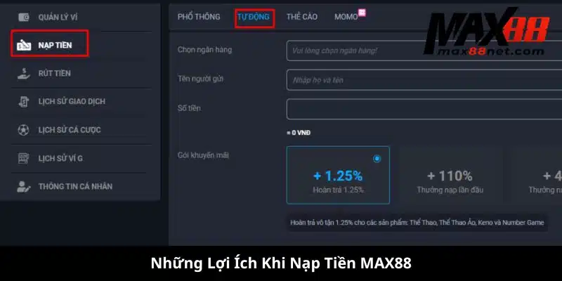 nạp tiền MAX88